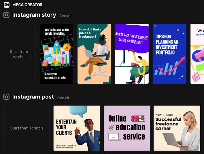 other ways to design instagram posts: Mega Creator
